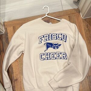 Jerzees Cream Sweatshirt with Blue Design